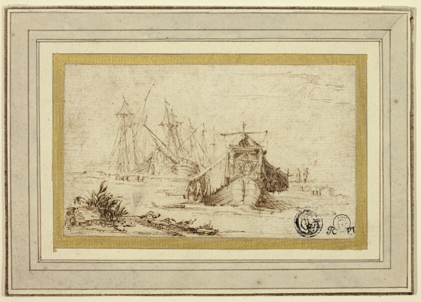 A Tuscan Galley and Other Vessels Near the Shore