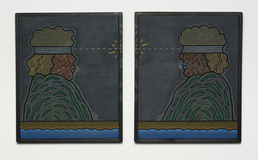 Untitled (Blindfolded Figure Facing Left and Blindfolded Figure Facing Right)