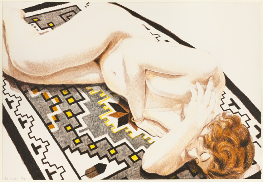 Model on Grey Patterned Rug II
