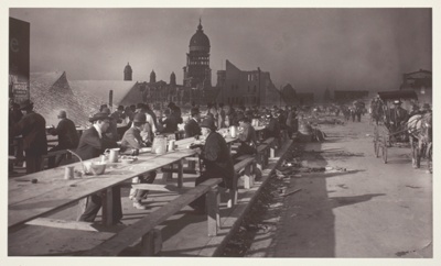 Refugees Eating, Ruins of the City Hall, San Francisco Earthquake and Fire