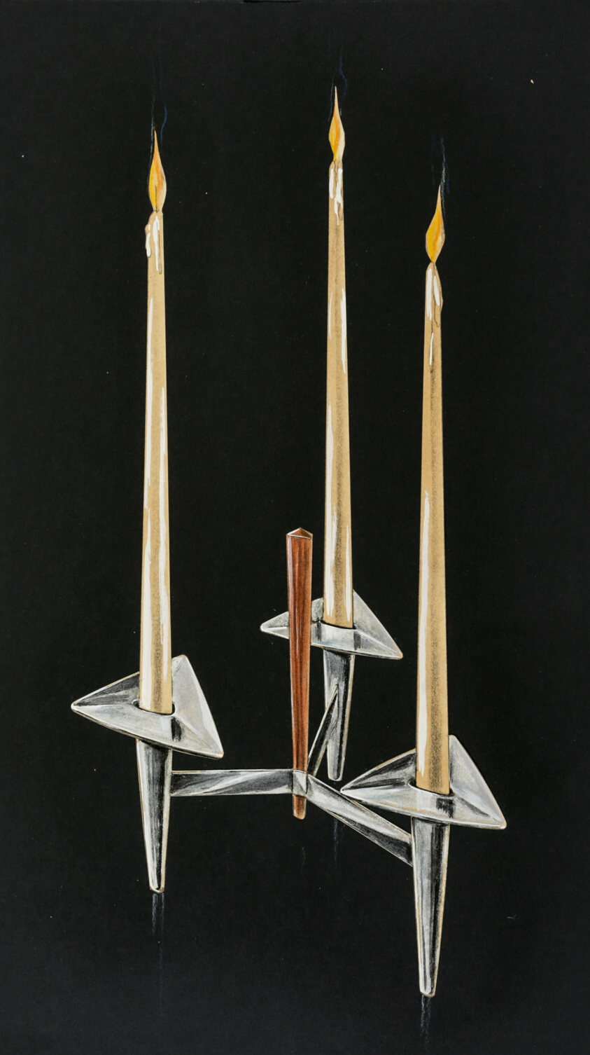 Silver Candle Holder, Presentation Drawing