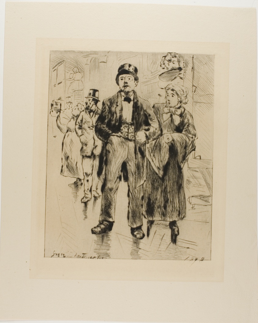 Plate from l'Assommoir (standing couple, with other figures in background)