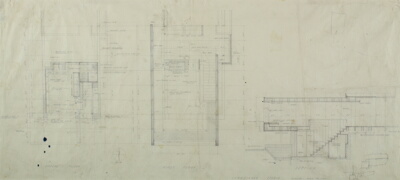 Schweikher House, Roselle, Illinois, Revised Floor Plans and Section
