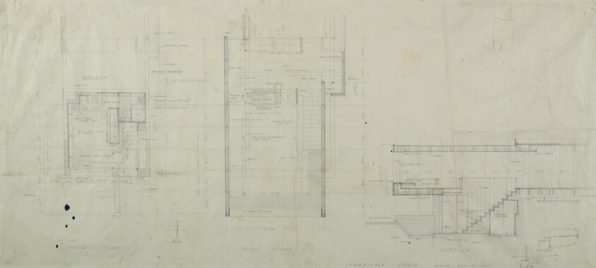 Schweikher House, Roselle, Illinois, Revised Floor Plans and Section