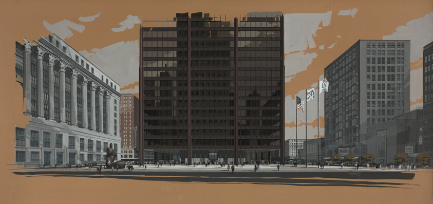Chicago Civic Center: Perspective View of Plaza