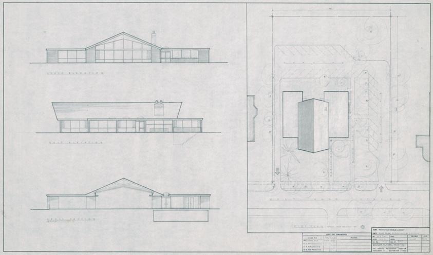 Woodstock Public Library: Plot Plan, Elevations and Section
