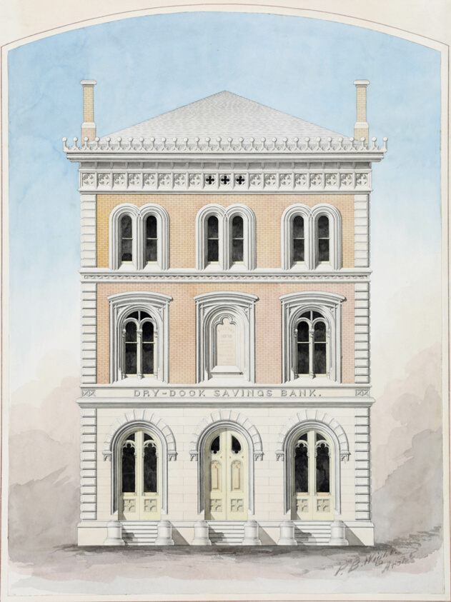 Dry Dock Savings Bank, New York City, New York, Competition Design Drawing