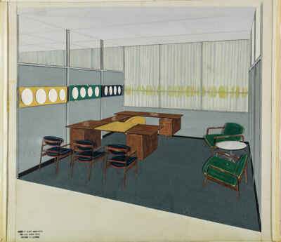 Rolfs Company Office Design, West Bend, Wisconsin, Presentation Drawing