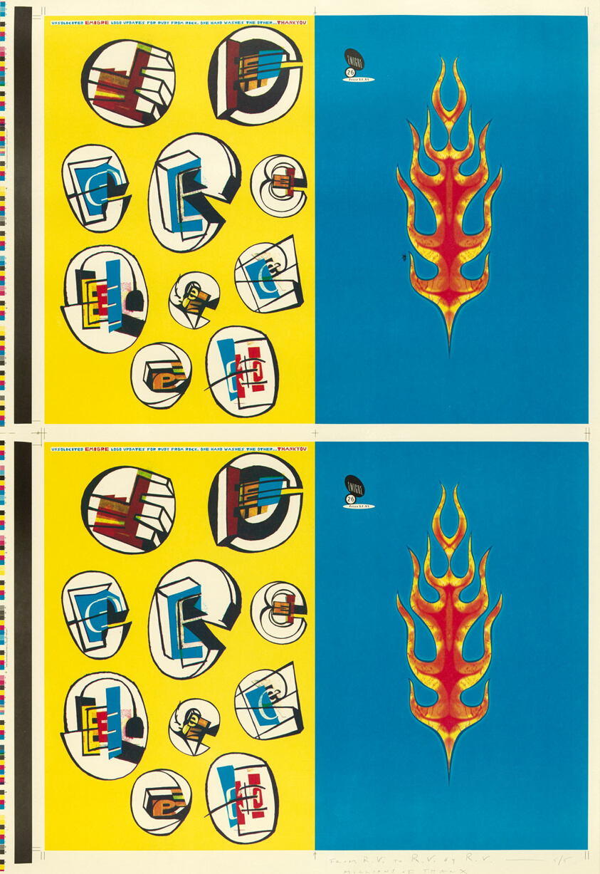 Emigre, Issue No. 26, "All Fired Up," Cover Test Prints Poster