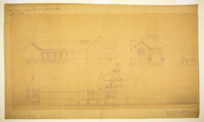 Proposed Fine Arts Museum, World's Columbian Exposition, Chicago, Illinois, Elevation Sketches
