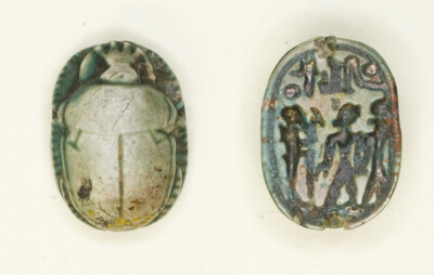 Scarab: The God Ptah with a Standing King and the Name of Usermaatra Setepenra (Ramesses II)