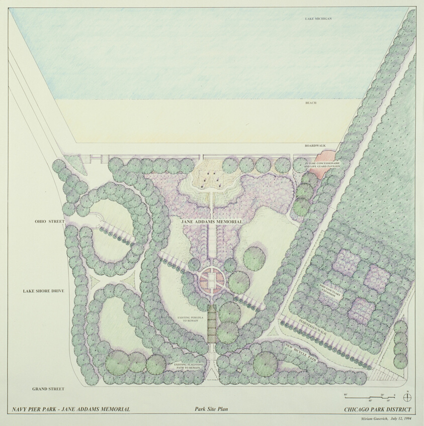 Navy Pier Park, Jane Addams Memorial, Chicago, Illinois, Site Plan