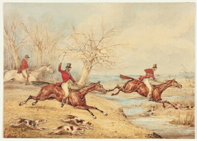 Mounted Hunters with Dogs