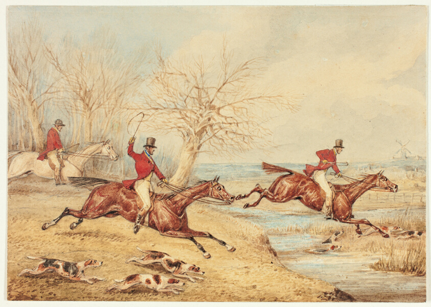 Mounted Hunters with Dogs