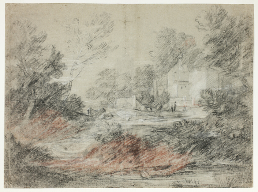 Landscape with Buildings by a Stream