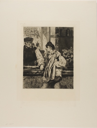 Plate from l'Assommoir (man leaning on bar)