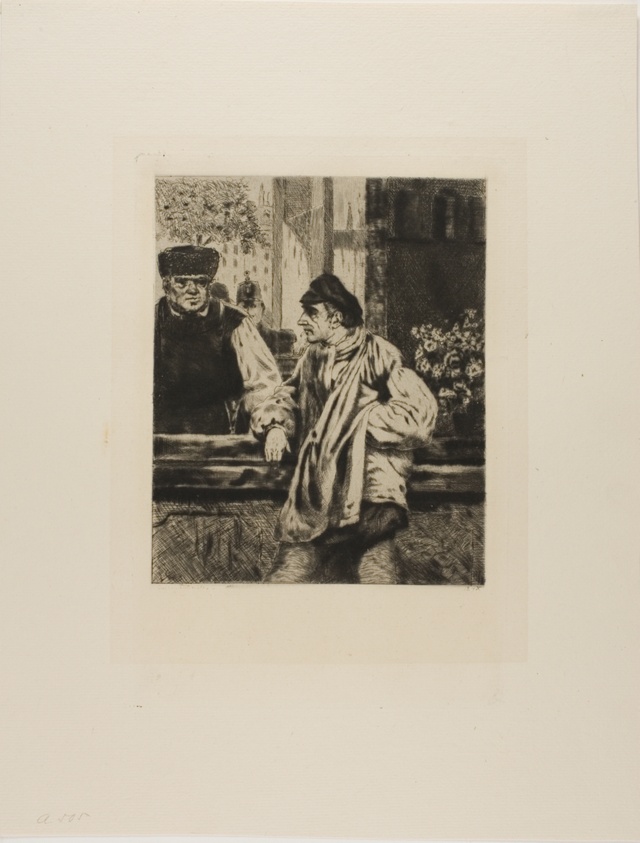 Plate from l'Assommoir (man leaning on bar)