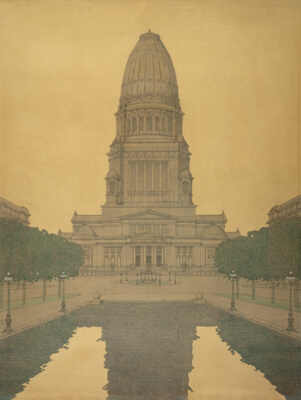 Proposed Chicago Civic Center, Chicago, Illinois, Perspective