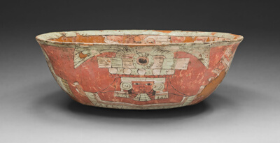 Bowl Depicting a Female Figure with Shield and Darts Motifs
