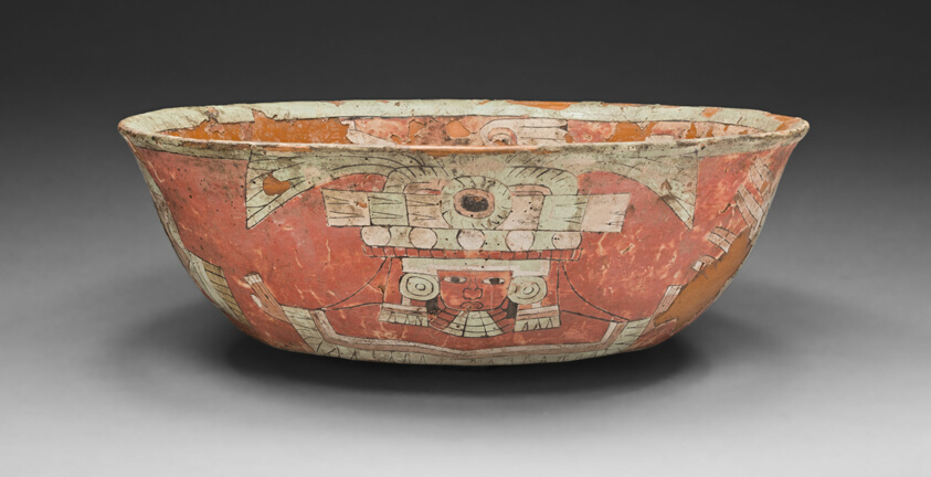 Bowl Depicting a Female Figure with Shield and Darts Motifs