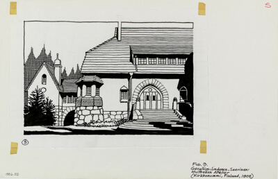 Travel Sketch Gesellius-Lindgren-Saarinen's Hvitträsk Atelier, Kirkkonummi, Finland, Elevation