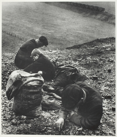 Group of Coal-Searchers Near Heworth, Tyneside; Pithead Train in the Distance mine in background