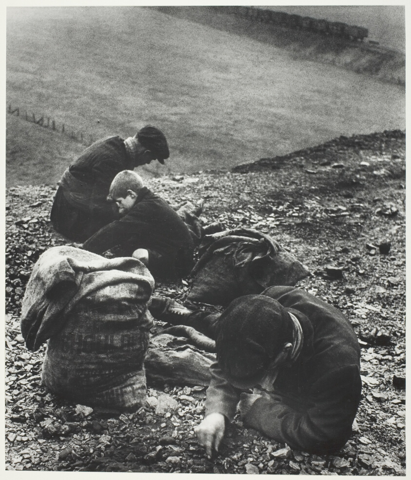 Group of Coal-Searchers Near Heworth, Tyneside; Pithead Train in the Distance mine in background