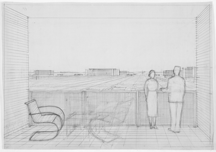 Sketch of view from Balcony