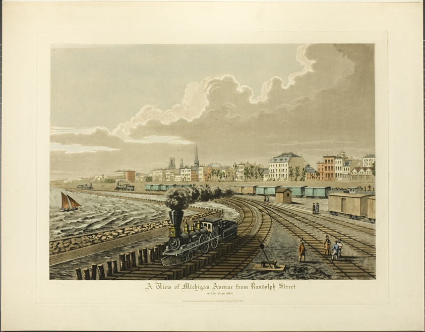 A View of Michigan Avenue from Randolph Street in the Year 1865