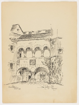 Arcade from Heidelberg Castle, Germany, Travel Sketch