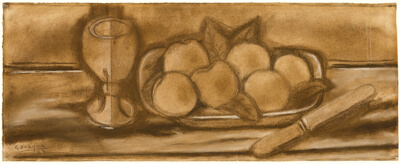 Still Life with Glass, Fruit Dish and Knife