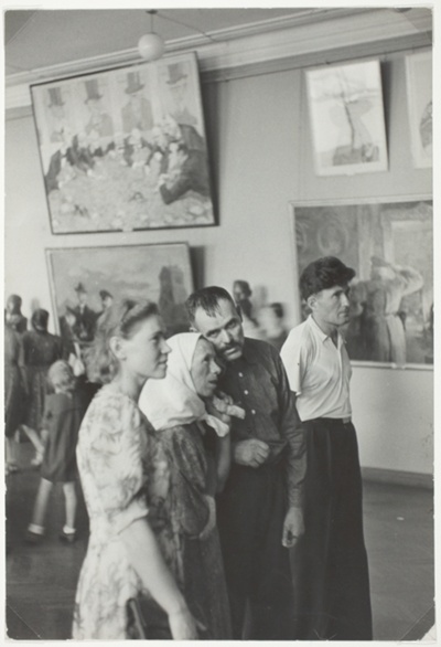 Sightseers View Paintings at Tretyakov Art Gallery, Moscow