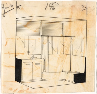 Prefab Bathroom Unit, House Studies, Interior Perspective