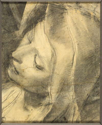 Head of the Swooning Virgin: Study for the Deposition (recot) Base of Column (verso)