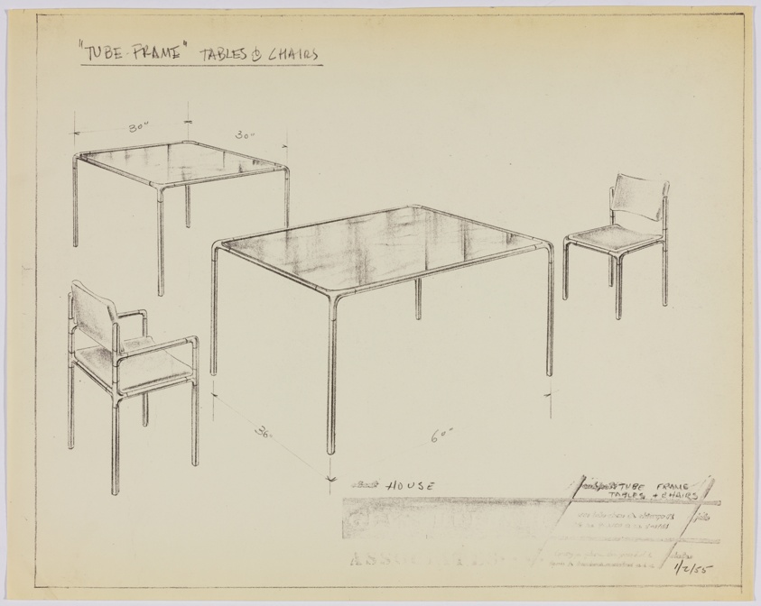 Tube Frame Furniture, Fleetwood Furniture Company, Tables and Chairs Design Drawing