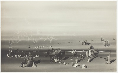 Untitled (photograph of an oil painting by Yves Tanguy, "Je vous attends," 1934)
