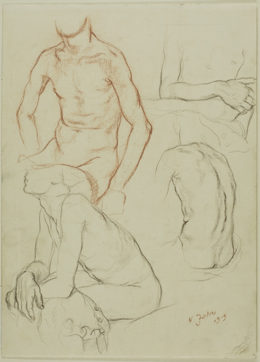 Sketches of Four Male Torsos