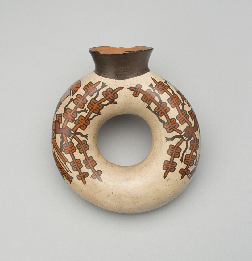 Circular Vessel Depicting Figures Holding Ceremonial Staffs
