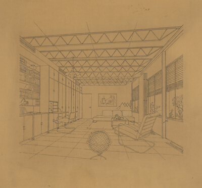 Charles W. Eliason Jr. House, Chicago, Illinois, Interior Perspective