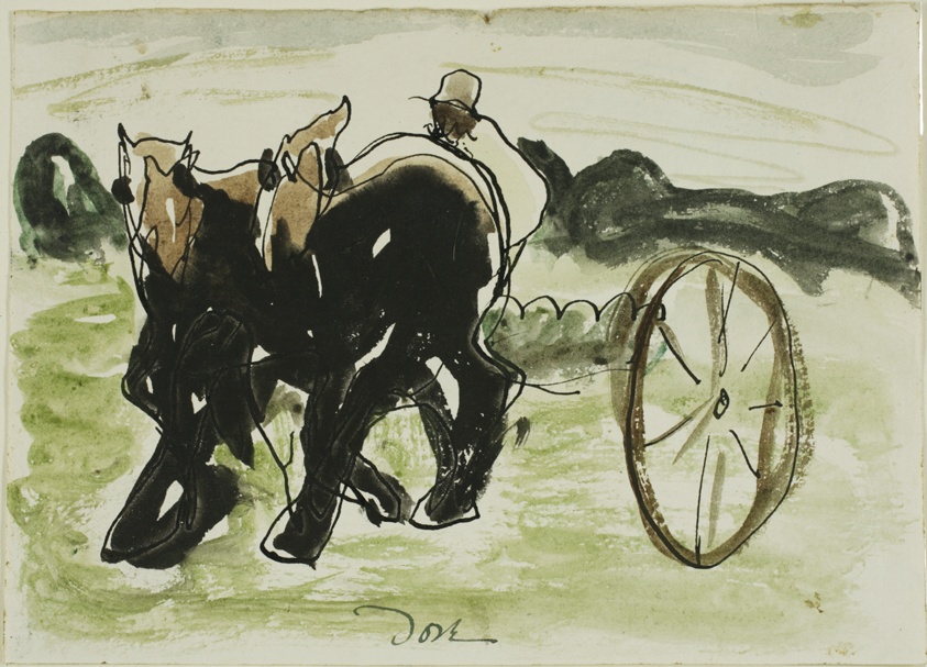 Raking Hay (recto); Landscape (verso)