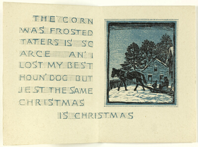 Greeting card for 1916: "The corn was frosted"