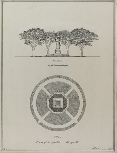 Statue of the Republic, Chicago, Illinois, Elevation and Plan