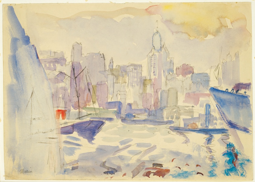 Skyline with Boats in Foreground