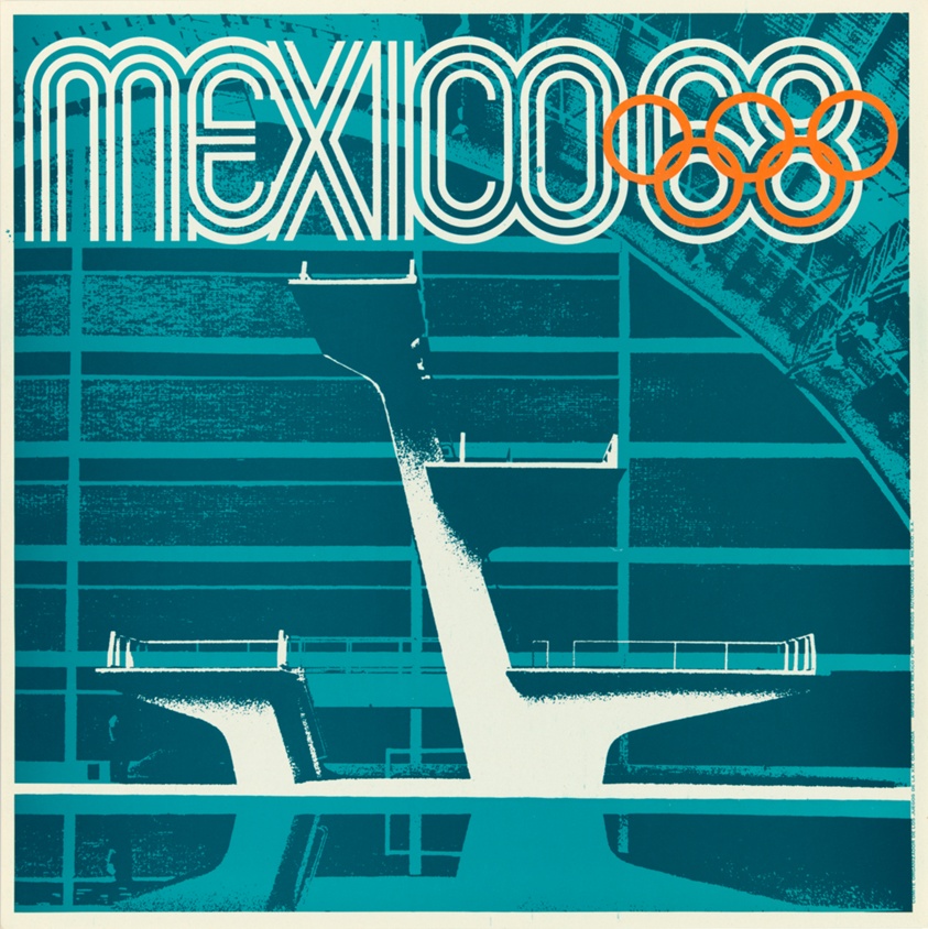 Mexico City 1968 Olympics Swimming Pool Poster