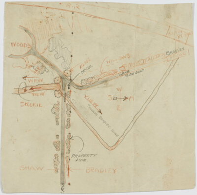 Lake Forest Site Map of Shaw and Bradley Properties, Lake Forest, Illinois, Map and Survey