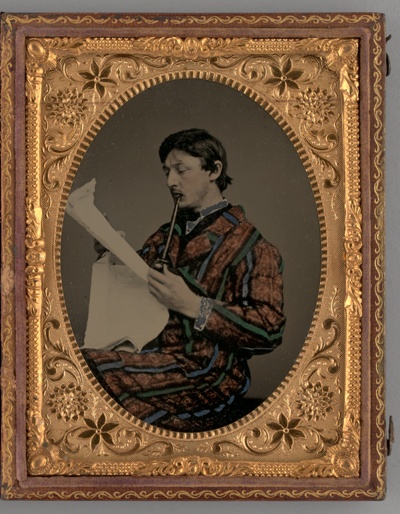 Untitled (Portrait of a Man Reading with Smoking Coat and Pipe)
