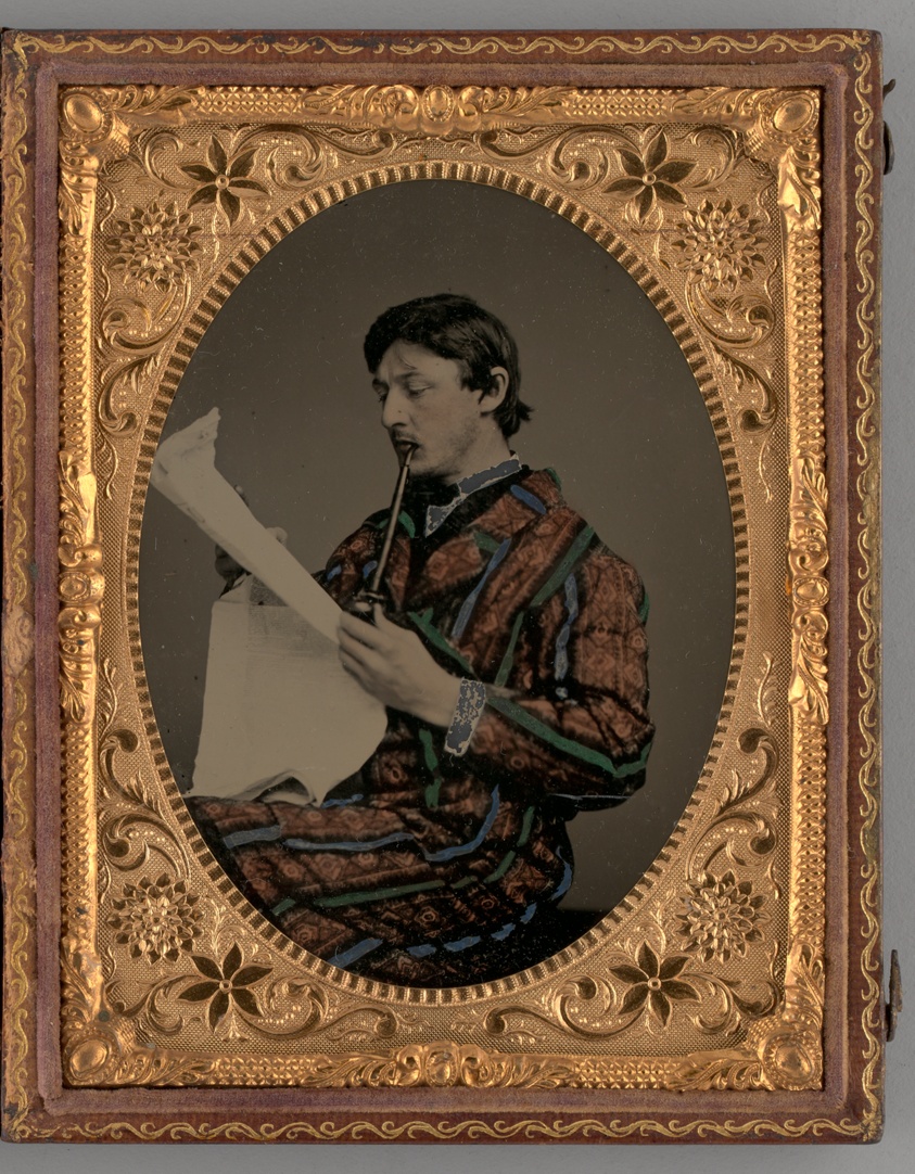 Untitled (Portrait of a Man Reading with Smoking Coat and Pipe)