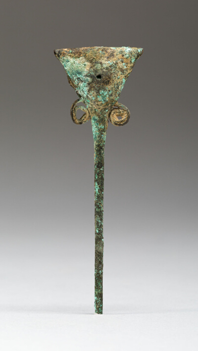 Hair Ornament or Pin with Triangular Head and Rattle