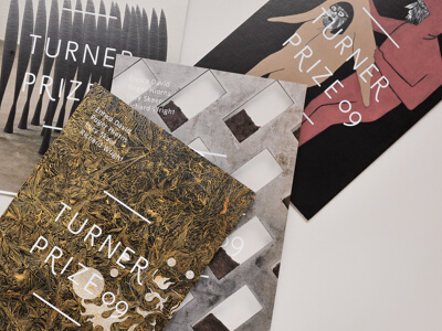 Turner Prize Marketing Materials (4 invites - 1 of each kind, 4 posters - 1 of each kind and 1 publication for 2008 and 2009 for a total of 18 objects)