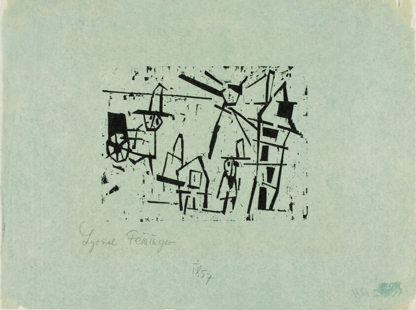 Men, Houses, Lantern and Pushcart